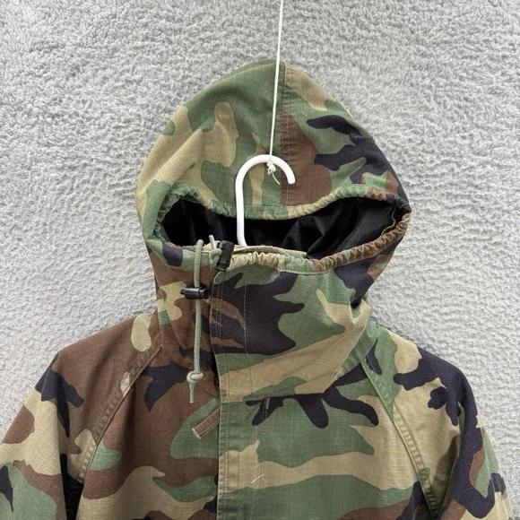 Vintage Military Jacket Adult Medium Short Woodland Camo Chemical Protective NFR - Picture 10 of 16